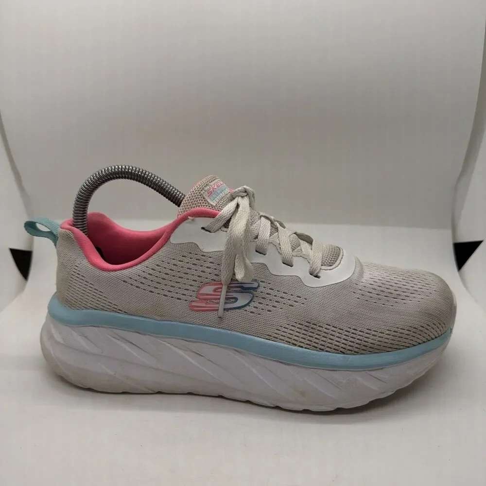 Skechers Women’s Size 8 White Pink Blue Sneakers Running Shoes SN 179044BJ